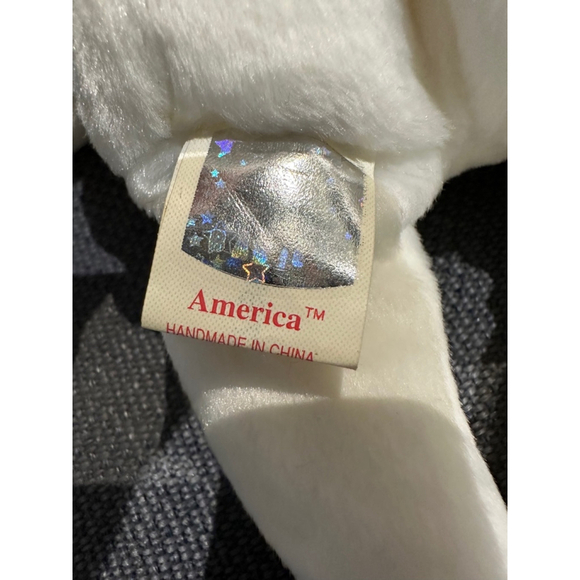TY AMERICA (WHITE) the BEAR BEANIE BABY - MINT with MINT TAG USA Red Cross - Picture 9 of 16
